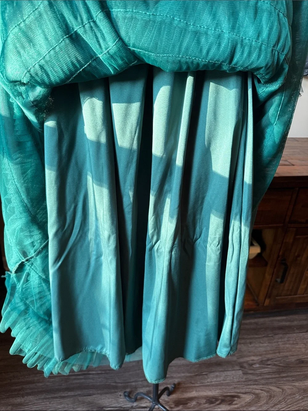 Emerald Green Ruffle Tiered Women's Skirt